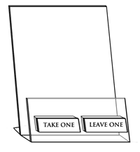 BROCHURE HOLDER WITH TAKE ONE / LEAVE ONE BUSINESS CARD HOLDERS