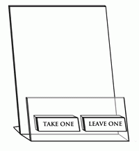 BROCHURE HOLDER WITH TAKE ONE / LEAVE ONE BUSINESS CARD HOLDERS